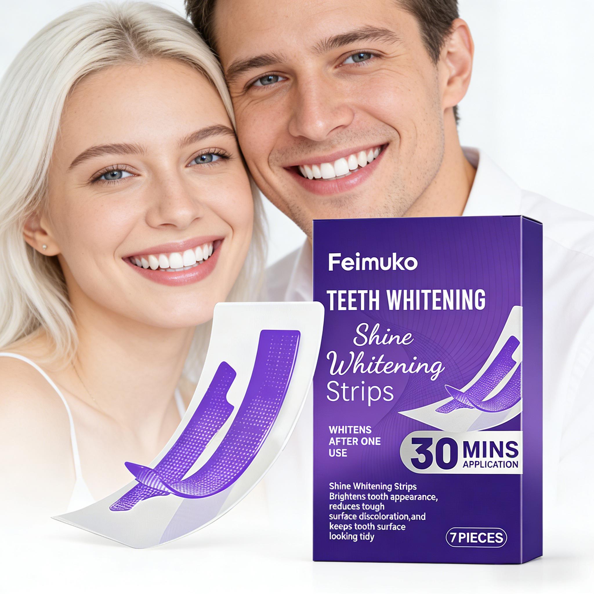 Teeth Whitening Strips Permanent - Tiras Blanqueadoras de Dientes, Reducen la