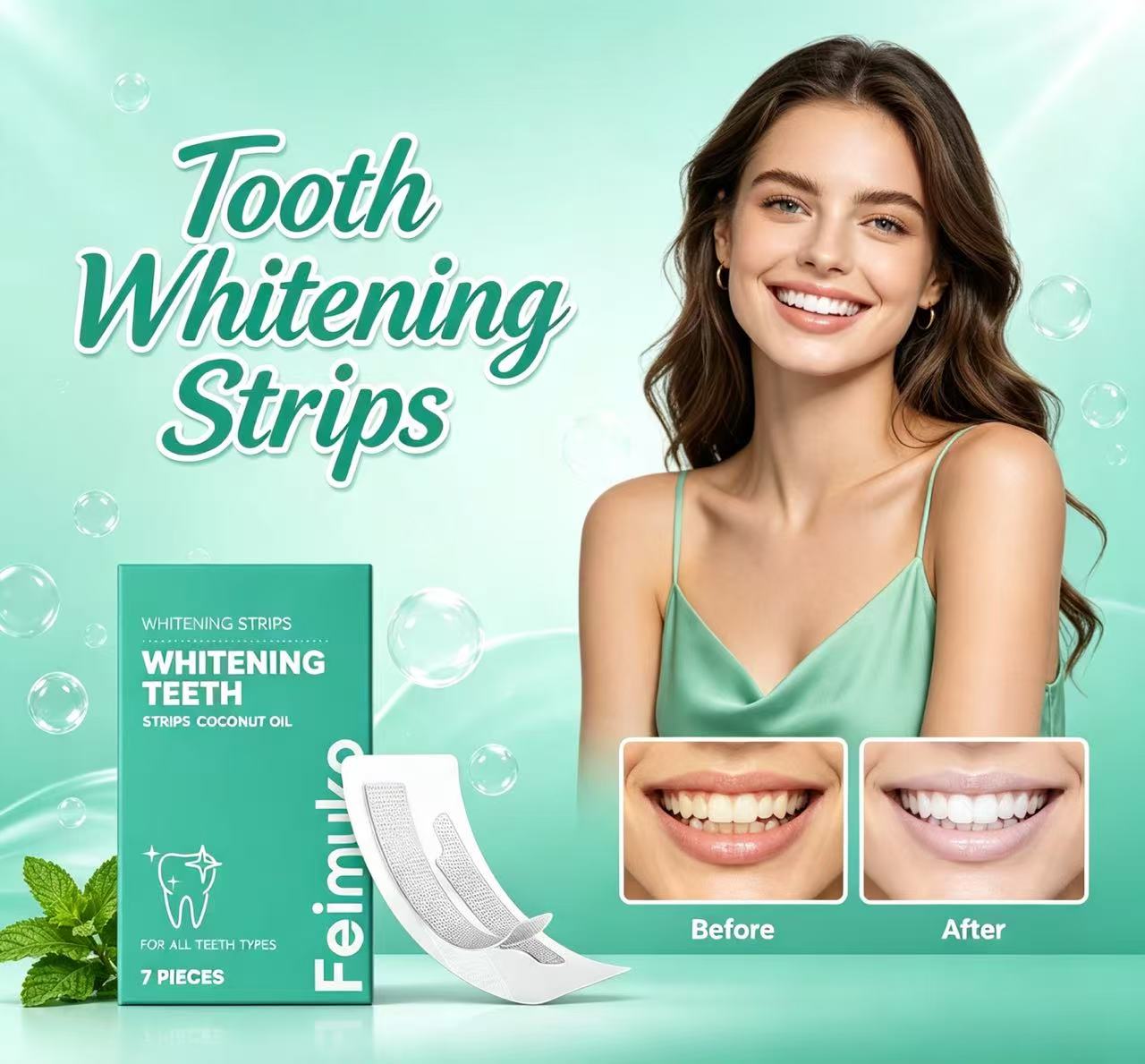 Teeth Whitening With Coconut Oil - Tiras Blanqueadoras de Dientes con Aceite